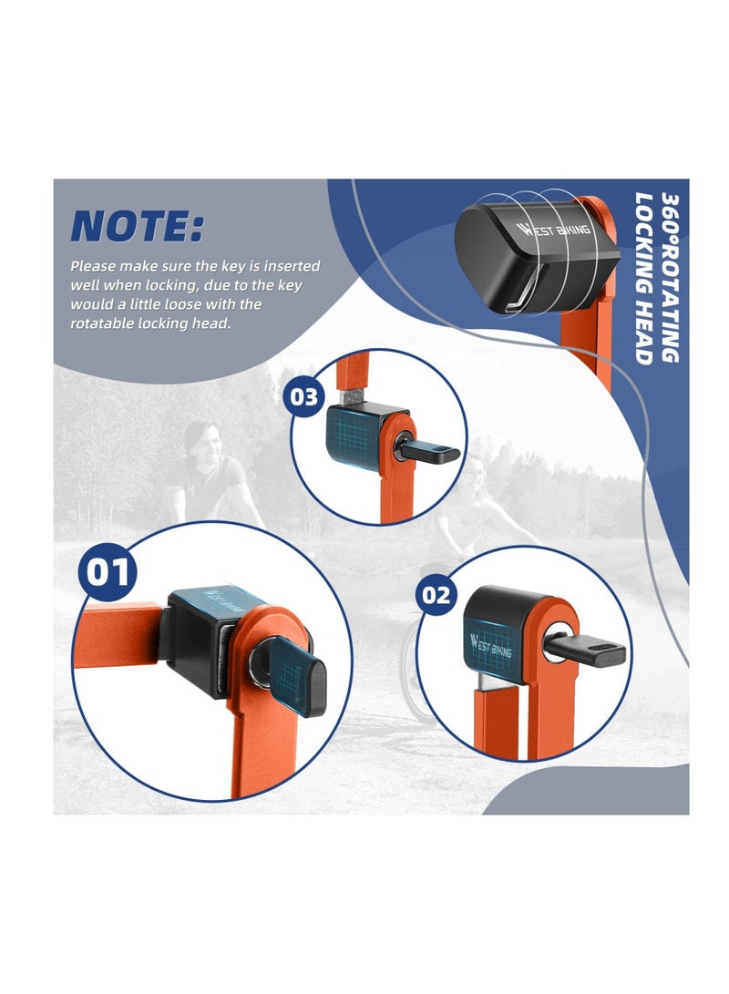 Captaintech Folding Bike Lock, Compact Bicycle Lock with 2 Keys, 2.6 FT Heavy Duty Anti Theft Bike Foldable Locks, Bicycle Security Chain Lock with Mounting Bracket for Electric Scooter Bikes - Image 4