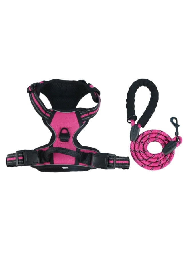 No Pull Dog Harness Adjustable Reflective Oxford Easy Control Medium Large Dog Harness with A Free Heavy Duty 5ft Dog Leash - Image 1