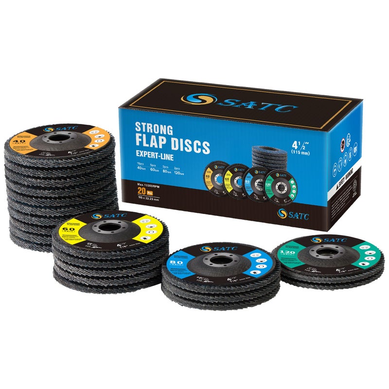 S SATC 20PCS Flap Discs 4 1/2 for Angle Grinder 40/60/80/120 Grit Flap Disc High-Density Bevel Type Angle Grinder Sanding Disc Abrasive Flap Disk #29 - Image 1
