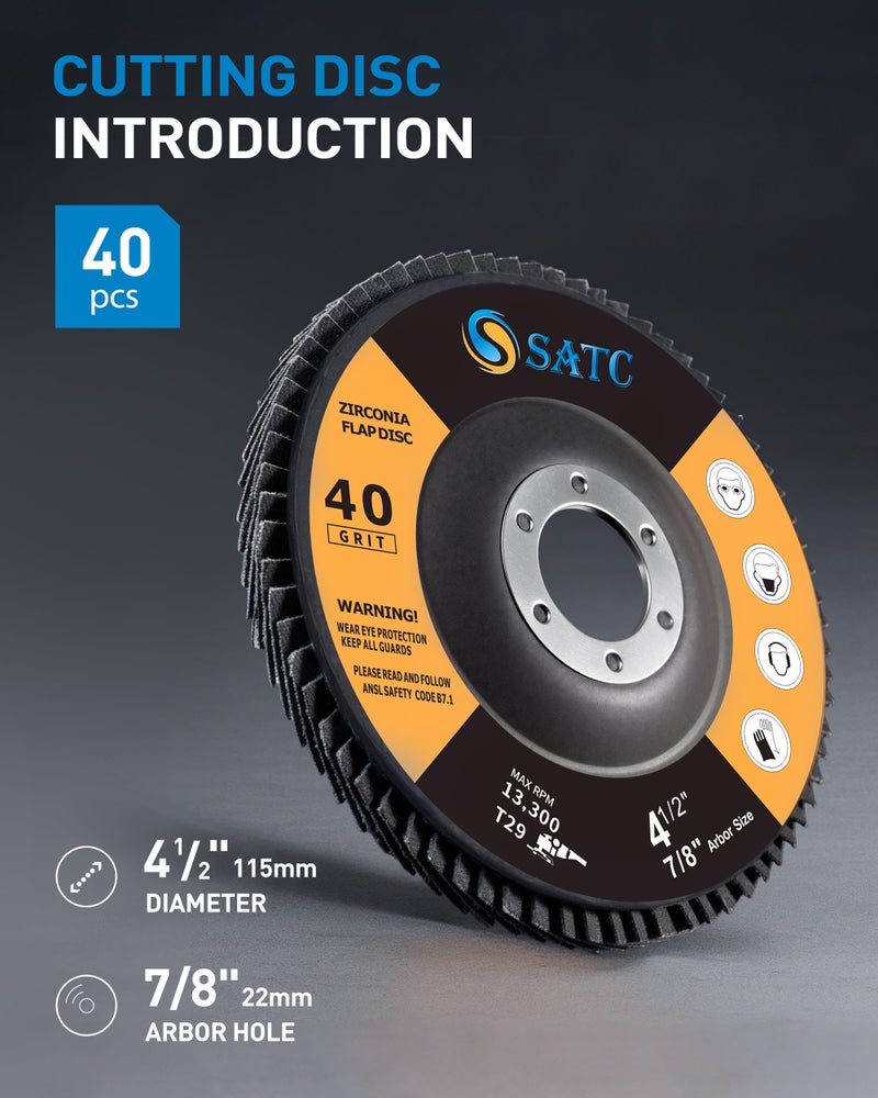 S SATC 20PCS Flap Discs 4 1/2 for Angle Grinder 40/60/80/120 Grit Flap Disc High-Density Bevel Type Angle Grinder Sanding Disc Abrasive Flap Disk #29 - Image 2