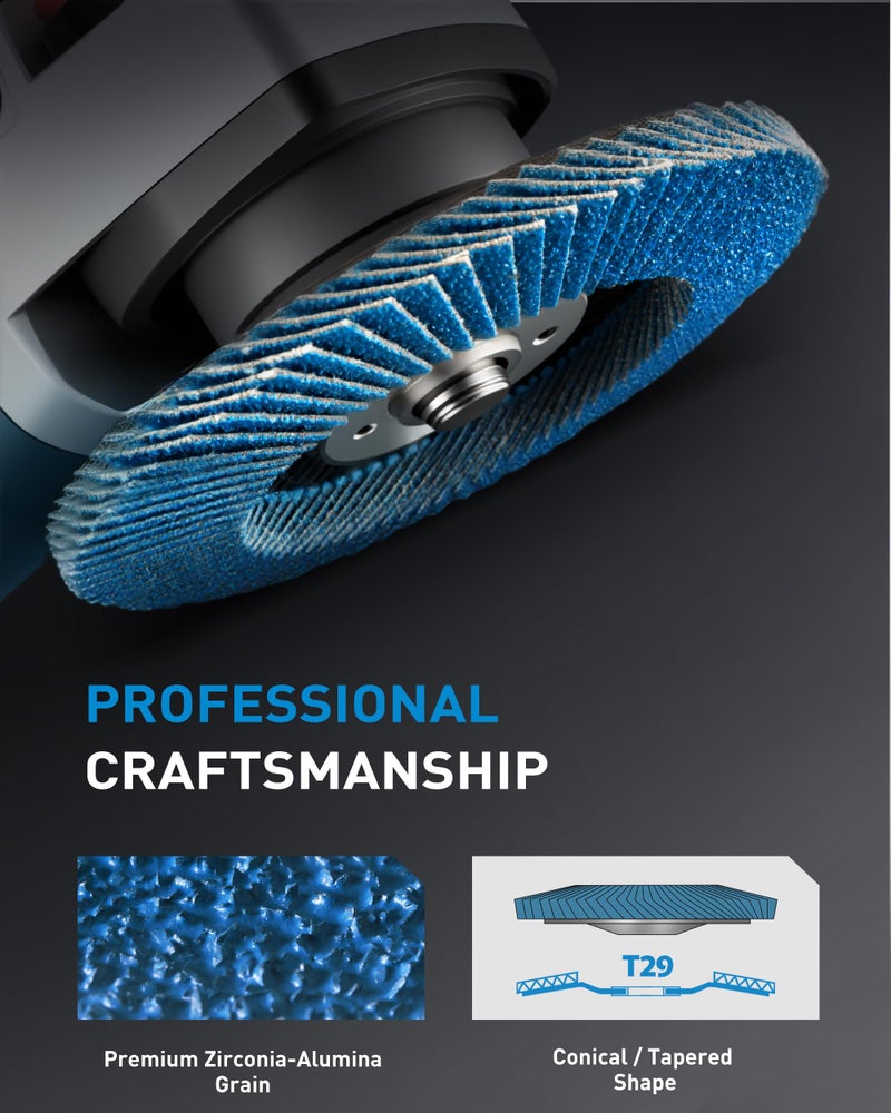 S SATC 20PCS Flap Discs 4 1/2 for Angle Grinder 40/60/80/120 Grit Flap Disc High-Density Bevel Type Angle Grinder Sanding Disc Abrasive Flap Disk #29 - Image 5