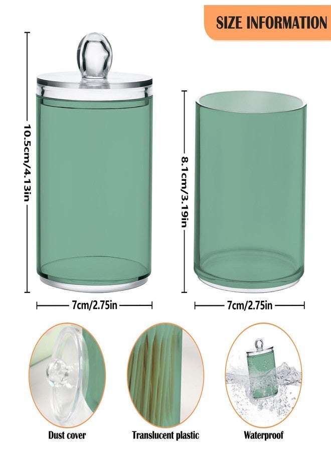 Eionryn Sage Green Qtip Dispenser Apothecary Jars Bathroom Qtip Holder Storage Canister 10 Oz Plastic Jar for Cotton Ball Swab Round Pads Floss 4pcs - Image 2
