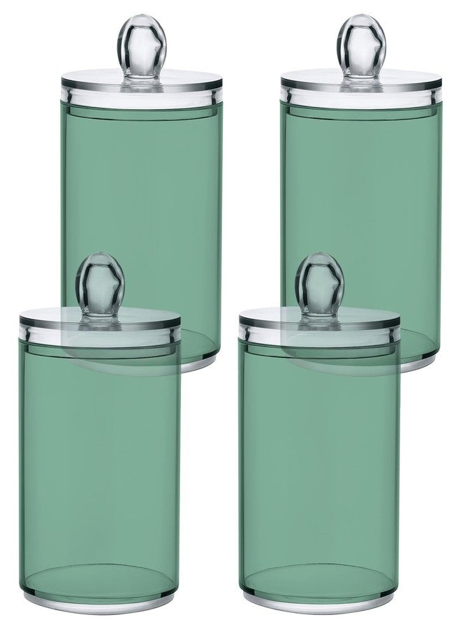 Eionryn Sage Green Qtip Dispenser Apothecary Jars Bathroom Qtip Holder Storage Canister 10 Oz Plastic Jar for Cotton Ball Swab Round Pads Floss 4pcs - Image 1