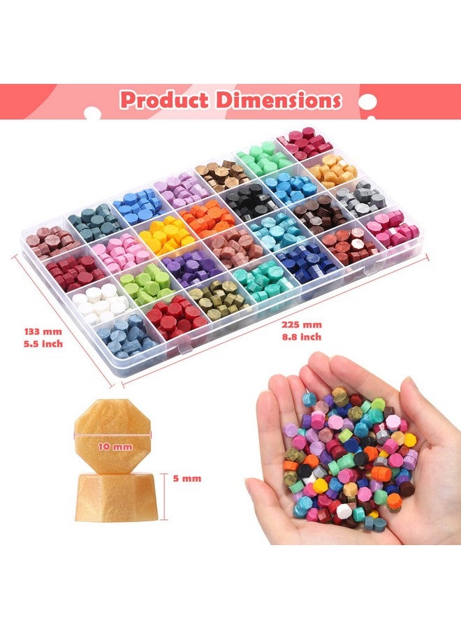 Caffox 728Pcs Sealing Wax Beads, Sealing Wax Pellets For Wax Seal Stamp, Letter Wax Seal Kit For Letter Stamp Sealing And Diy Craft (28 Colors) - Image 3