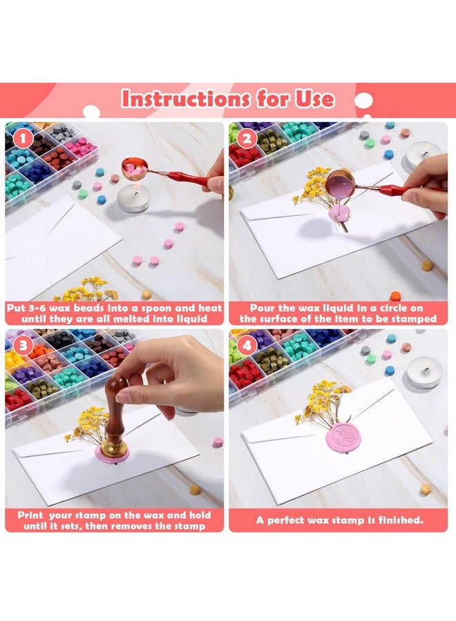 Caffox 728Pcs Sealing Wax Beads, Sealing Wax Pellets For Wax Seal Stamp, Letter Wax Seal Kit For Letter Stamp Sealing And Diy Craft (28 Colors) - Image 4