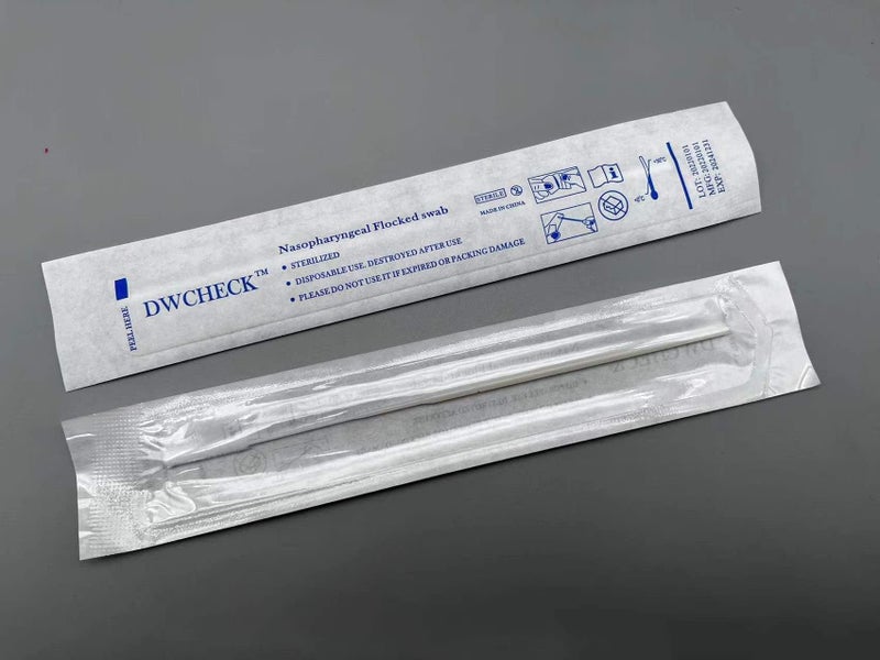 DWCHECK 50 Pack Nasopharyngeal Collection Flocked Nasal Swab,Nasal Swabs Sterile Individually Wrapped, 80mm Break Point, Nylon Flocked Tip - Image 2
