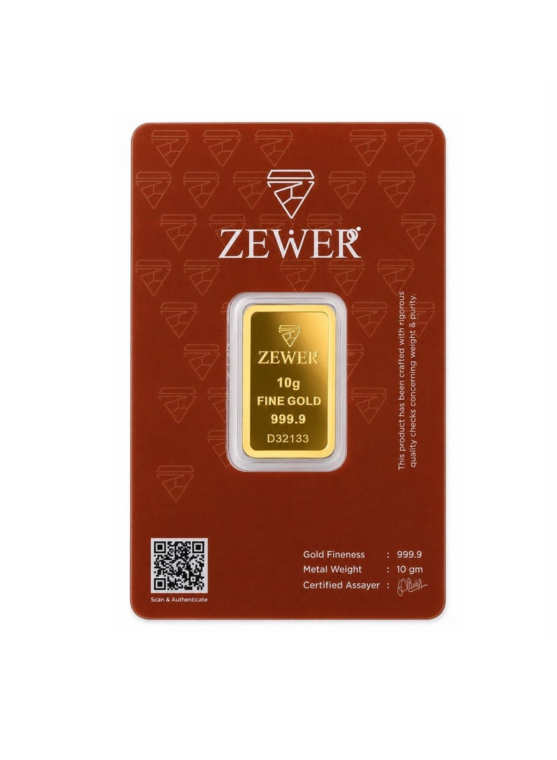 Zewer 10g 24K 999.9 Fine Gold Bar with Burj Khalifa Design - Image 1