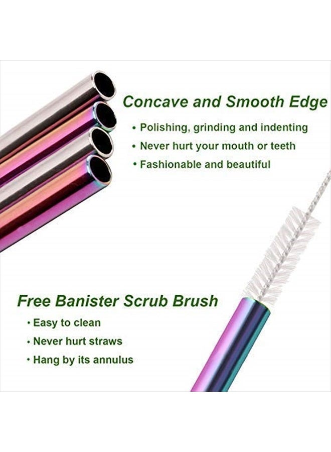 VEHHE Metal Straws Stainless Steel Straws 10.5" Drinking Straws Reusable 4 Set - Ultra Long Rainbow Color-Cleaning Brush for 20/30 Oz for Yeti RTIC SIC Ozark Trail Tumblers (2 Straight|2 Bent|1 Brush) - Image 4