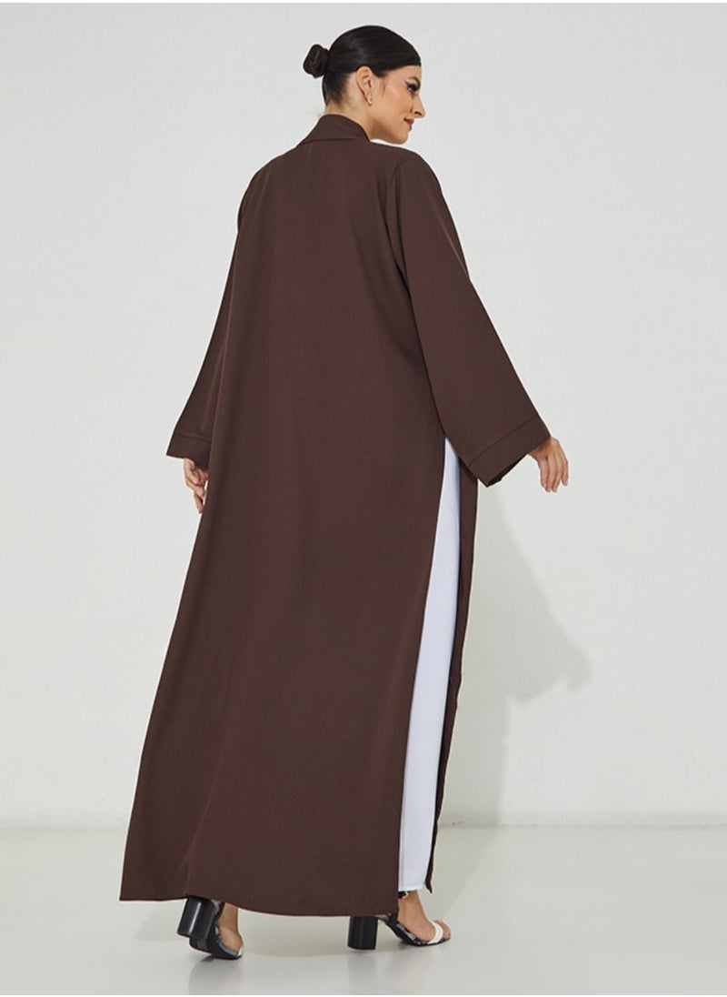 Rosette Abaya - Brown Embroidery Abaya - Image 1