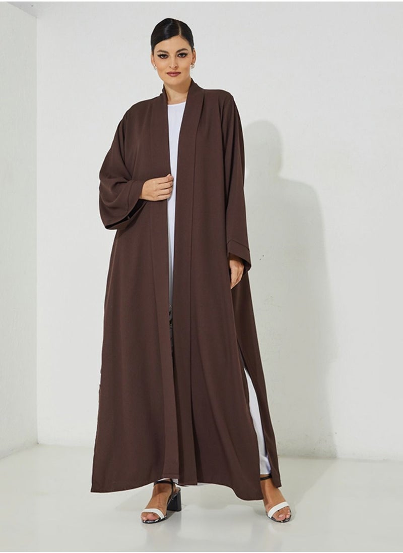 Rosette Abaya - Brown Embroidery Abaya - Image 1