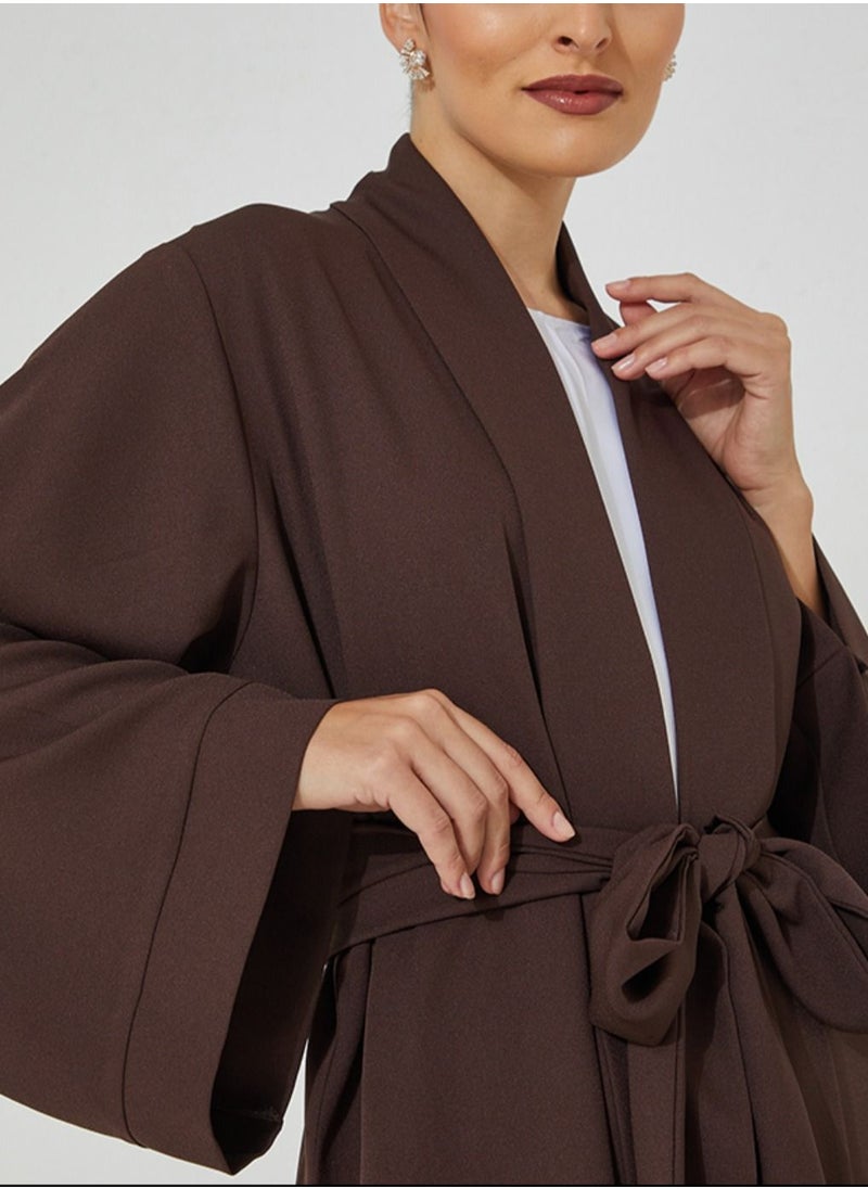 Rosette Abaya - Brown Embroidery Abaya - Image 1