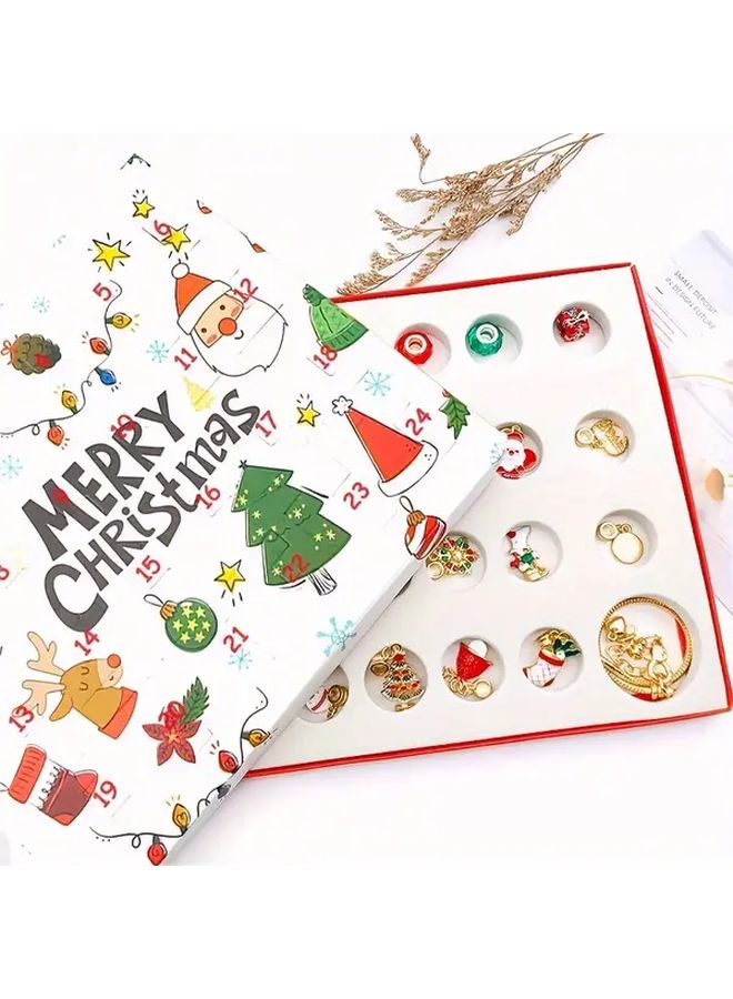 طقم صنع سوار العد التنازلي لعيد الميلاد مع 24 يومًا من charms وأحجار الزينة الاحتفالية - Image 3