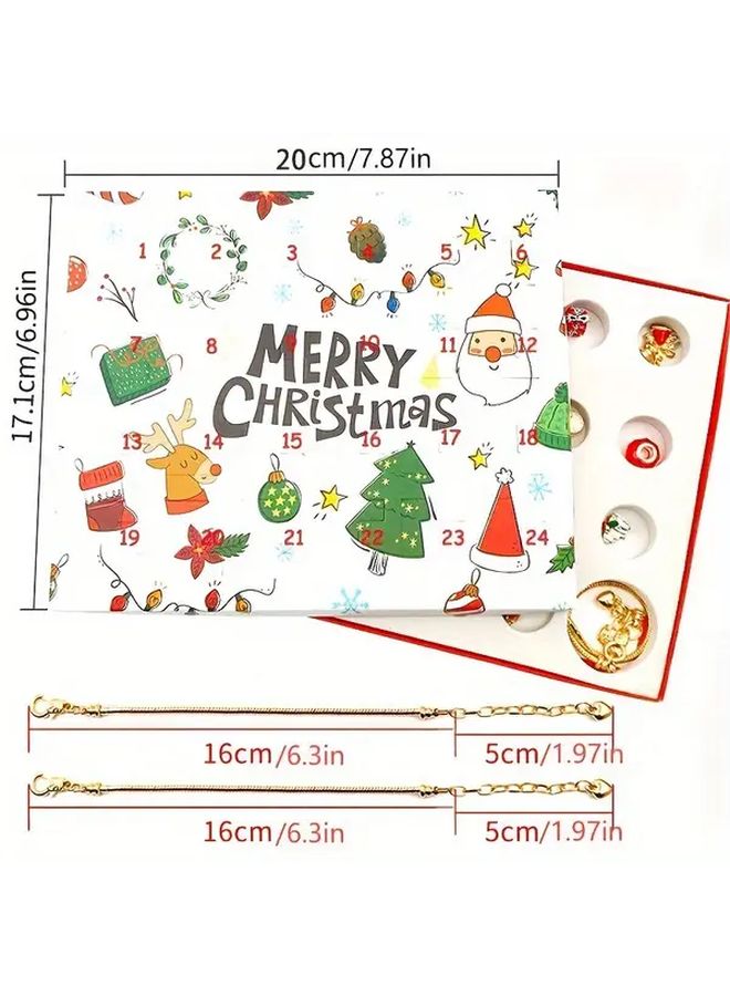 طقم صنع سوار العد التنازلي لعيد الميلاد مع 24 يومًا من charms وأحجار الزينة الاحتفالية - Image 5