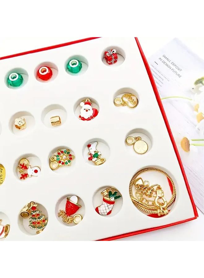 طقم صنع سوار العد التنازلي لعيد الميلاد مع 24 يومًا من charms وأحجار الزينة الاحتفالية - Image 4