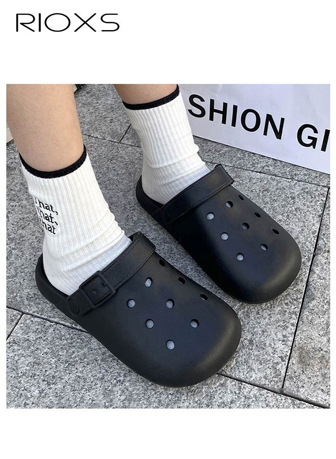 RIOXS Unisex Garden Clogs Slippers, Anti-slip Ventilated Slip On Mules Sandals, Classic DIY Mules Slippers for Men and Women, Comfortable Platform Water Slippers with Holes, Casual Outdoor Beach Slide Sandals for Pool/ Bathroom/Dormitory/Out Going - Image 5