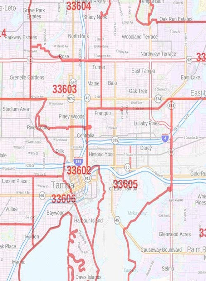 MapSherpa Hillsborough County, Florida Zip Codes - 48" x 36" Laminated Wall Map - Image 2