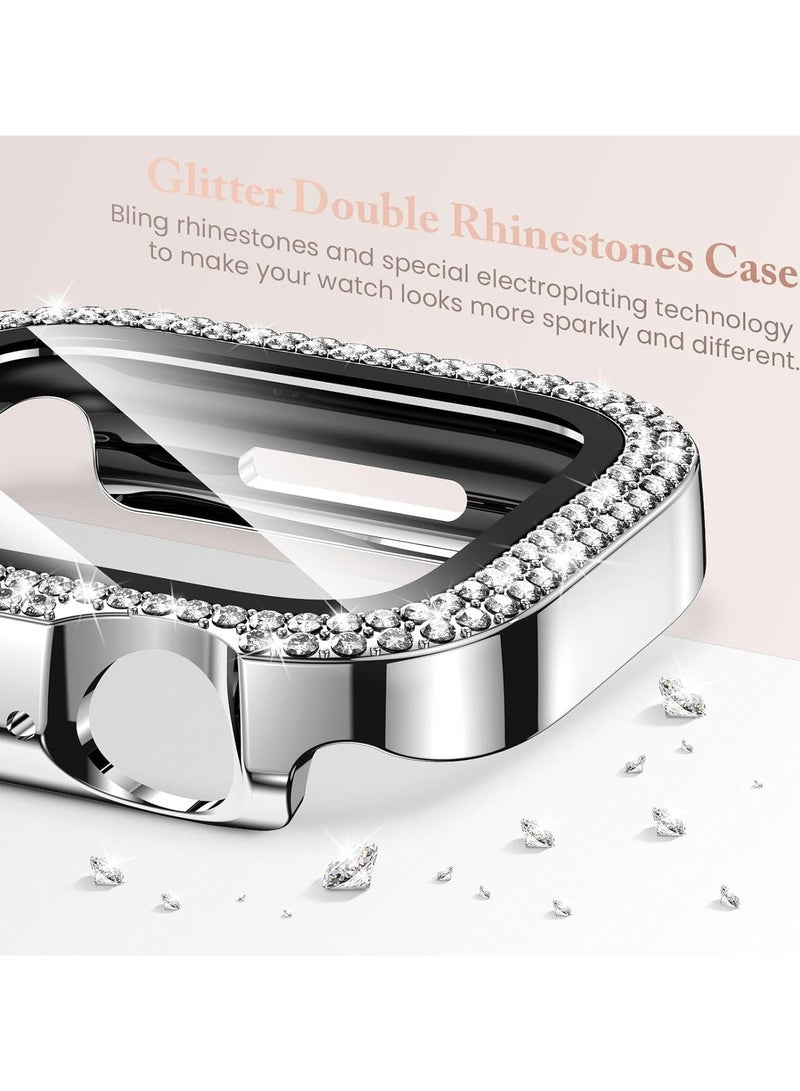 Oasisgalore Apple Watch 45mm Case - Glitter Rhinestone Screen Protector for Series 9/8/7 (Silver) - Image 3
