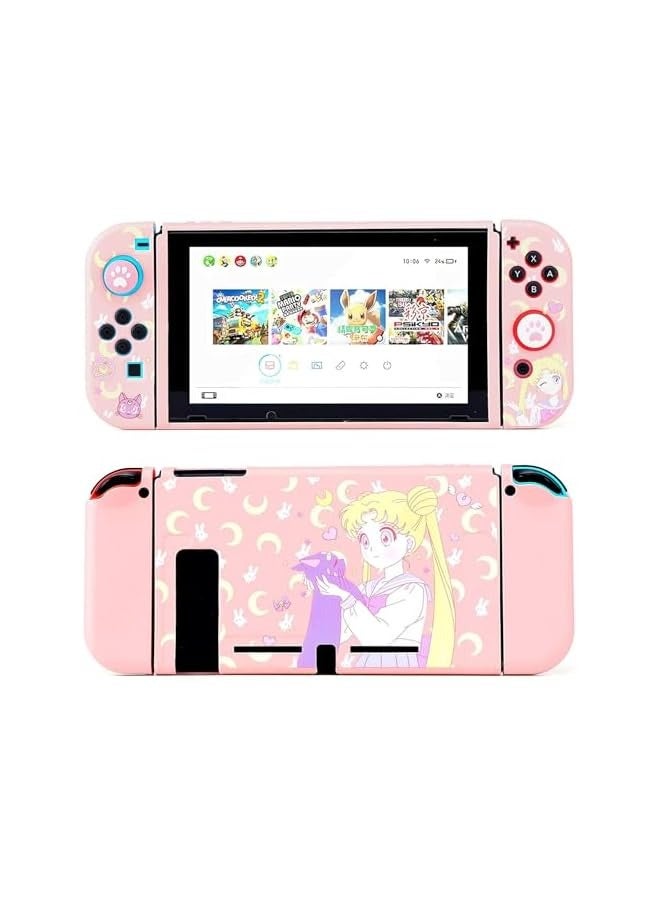 PROMASS Switch Protective Cover, Cute Liquid Silicone Protective Case for Switch, Soft Slim Grip Cover Shell for Console and Joy Con, Scratch, Crack Resistant, Easy Install (Sailor Moon) - Image 1