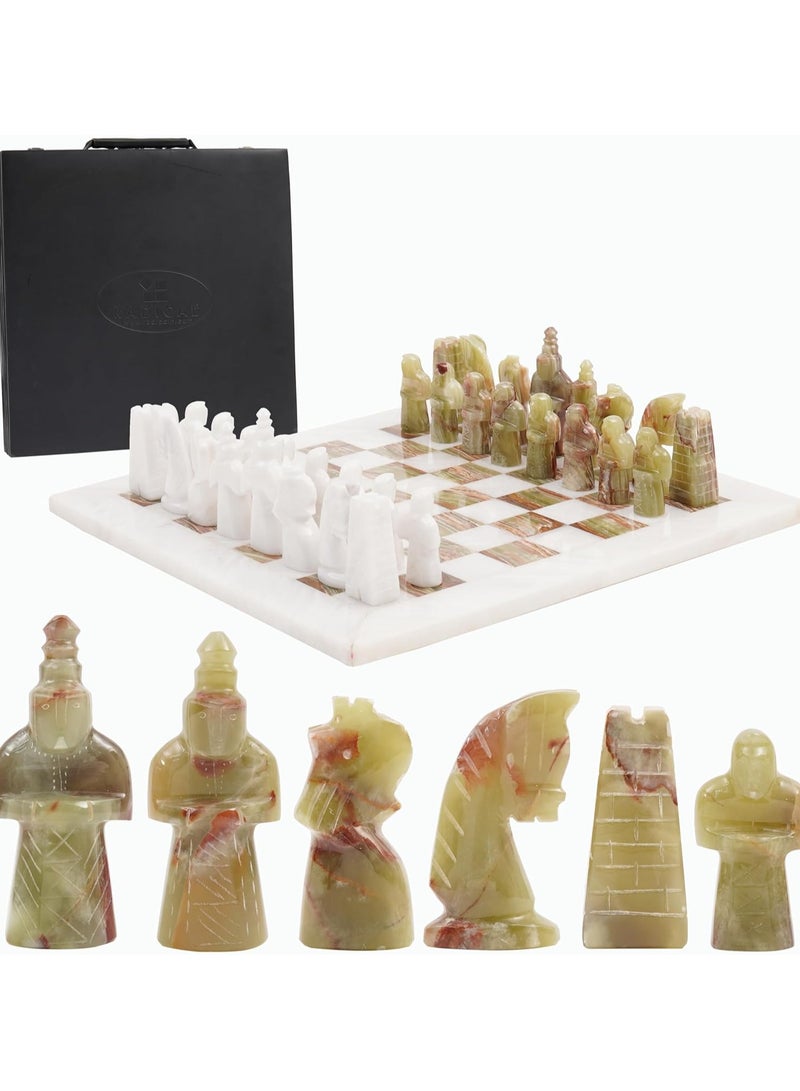 RADICALn Marble Antique Chess Set 15 Inches White and Green Handmade Chess Sets for Adults -1 Chess Board & 32 Chess Pieces - Board Chess Game 2 Player - Image 1