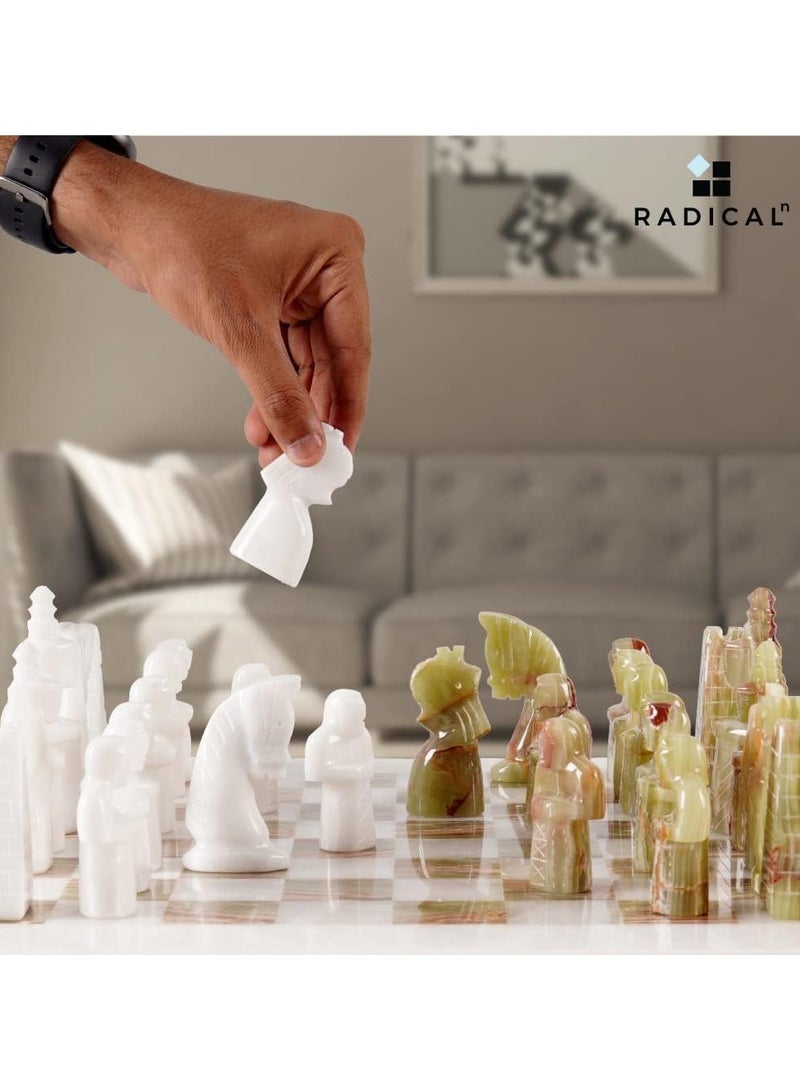 RADICALn Marble Antique Chess Set 15 Inches White and Green Handmade Chess Sets for Adults -1 Chess Board & 32 Chess Pieces - Board Chess Game 2 Player - Image 3