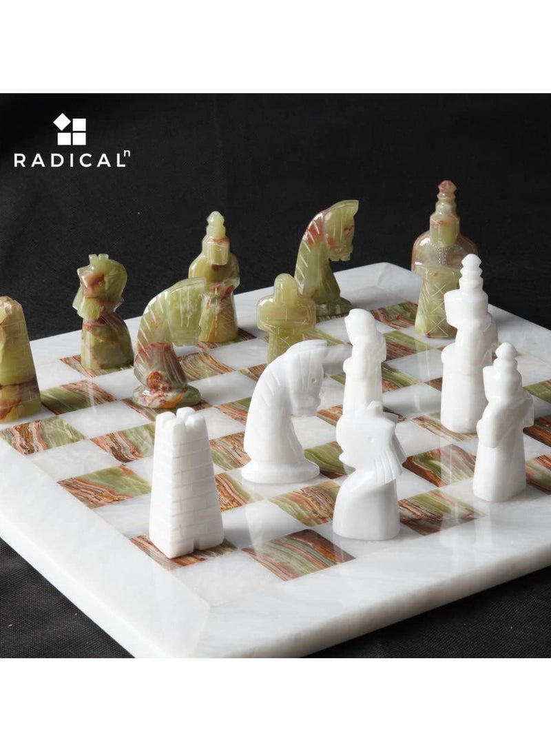 RADICALn Marble Antique Chess Set 15 Inches White and Green Handmade Chess Sets for Adults -1 Chess Board & 32 Chess Pieces - Board Chess Game 2 Player - Image 2