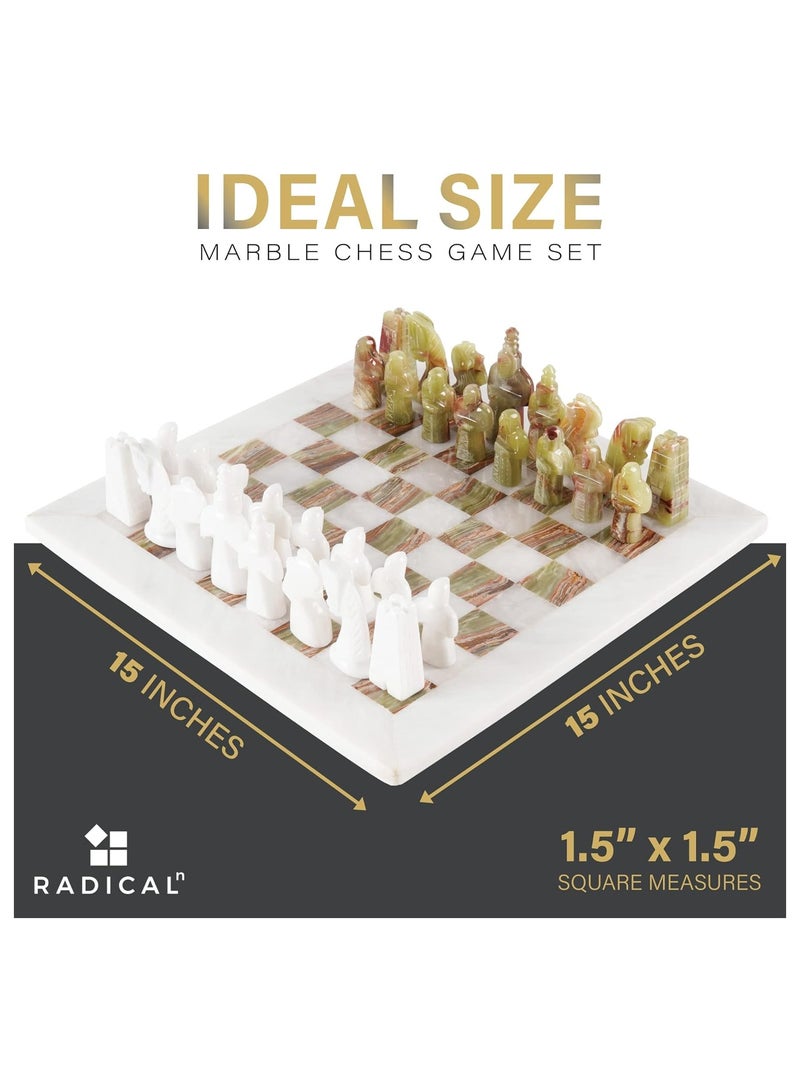 RADICALn Marble Antique Chess Set 15 Inches White and Green Handmade Chess Sets for Adults -1 Chess Board & 32 Chess Pieces - Board Chess Game 2 Player - Image 4