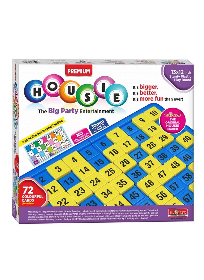 toymate Premium Housie Tambola Bingo Board Game Set - 72 Folding Reusable Tickets - Large Board & Bold Numbers for Adults Multicolor Multicolor