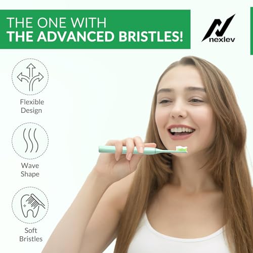 NexLev Smart Electric Toothbrush for Adults |2-Min Timer with Quadpacer |2 Replaceable Heads | AAA Battery |3 Modes (Daily, Normal & Sesitive) |Upto 60 Days | Travel Case | Soft Bristles |ET-02 Green - Image 4