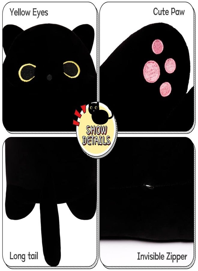 SNOWOLF Black Cat Plush Toy Soft Long Cat Pillow Plushies Doll Stuffed Animal Plush Body Pillow Black Sesame Meowchi Sofa Throw Pillow Decoration Gift for Kids Girl, 50cm/19.7inch - Image 2