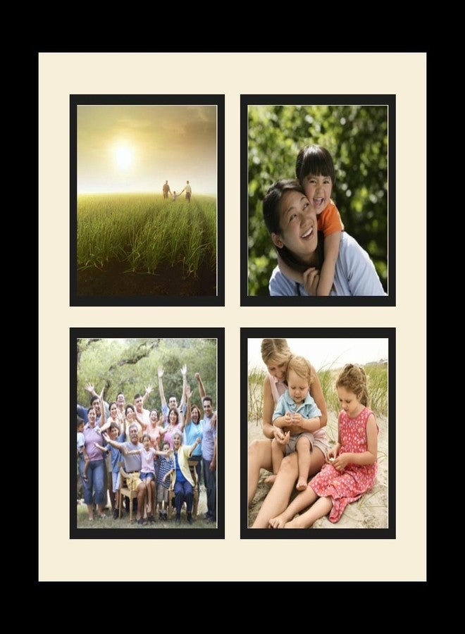 ArtToFrames Collage Photo Frame Single Mat with 4-5x5 Openings and Satin Black Frame. - Image 3