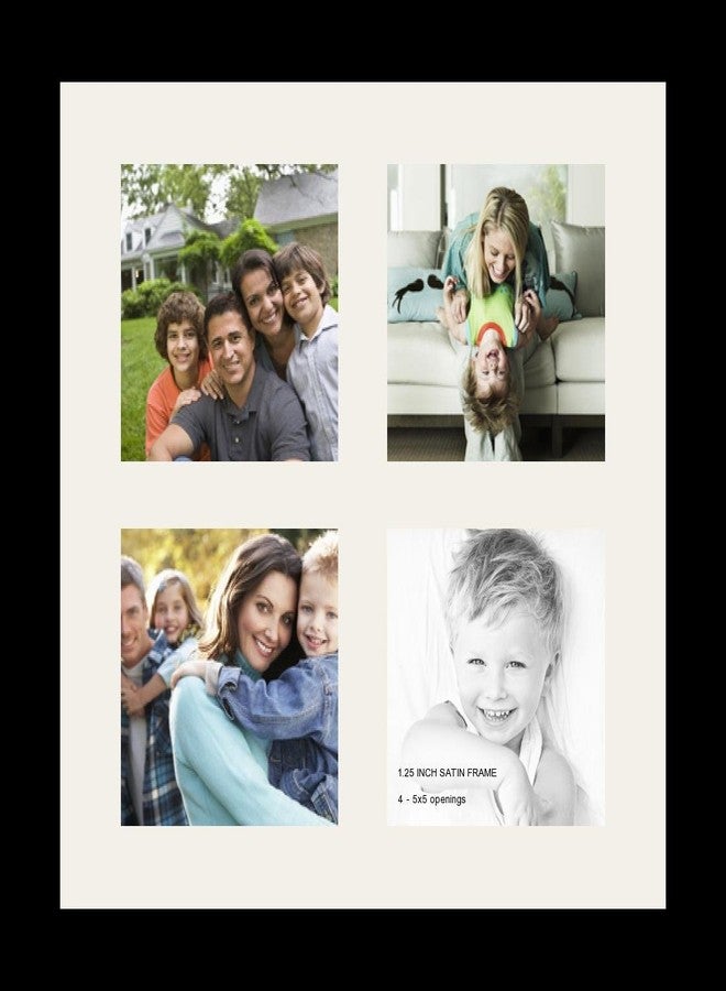 ArtToFrames Collage Photo Frame Single Mat with 4-5x5 Openings and Satin Black Frame. - Image 1