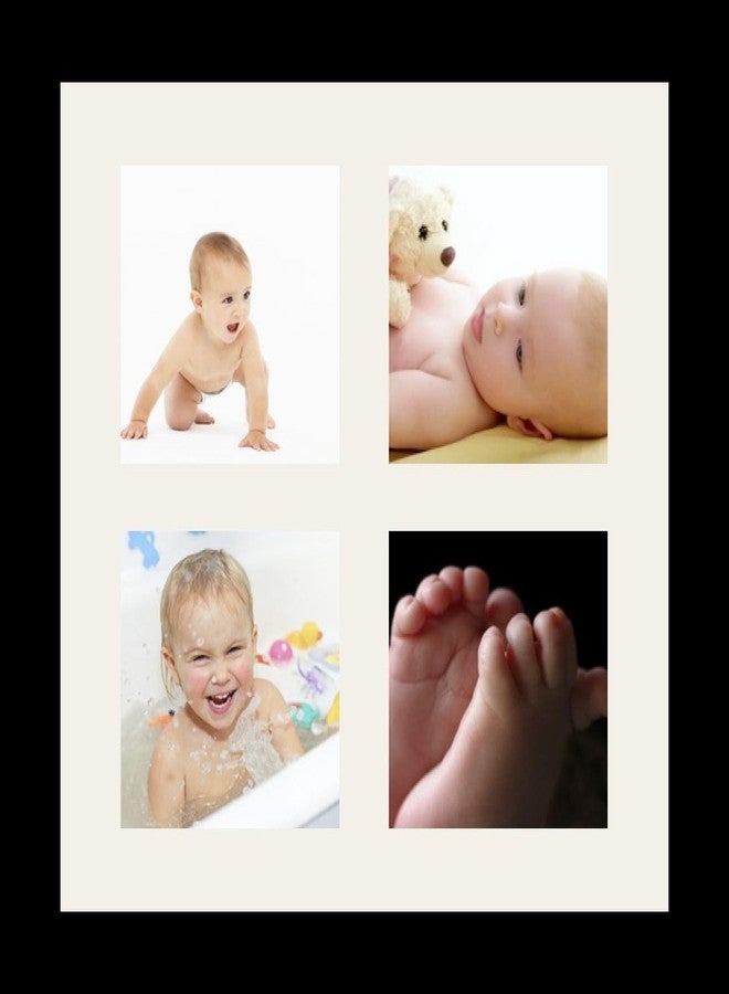 ArtToFrames Collage Photo Frame Single Mat with 4-5x5 Openings and Satin Black Frame. - Image 2
