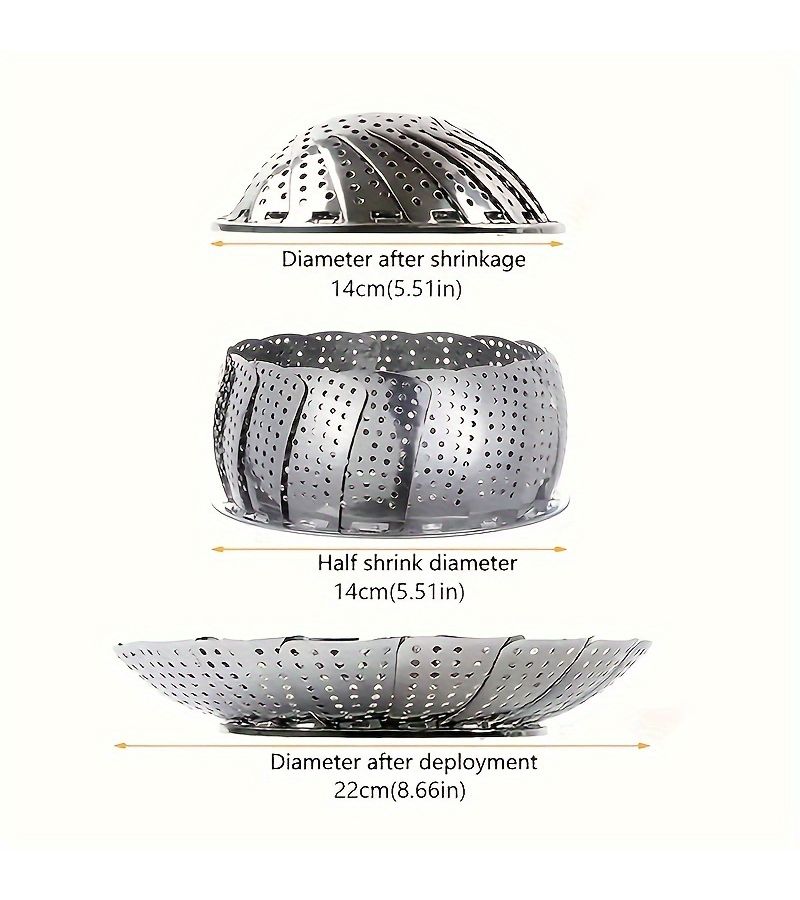 Stainless Steel Vegetable Steamer Large Expandable Foldable Inner Insert Multifunctional Steamer Tray For Healthy Cooking - Image 4