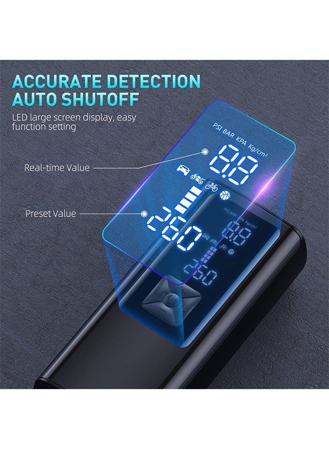 Sakulight ضاغط هواء محمول منفاخ الإطارات، مضخة هواء محمولة 150 رطل لكل بوصة مربعة لإطارات السيارة مع بطارية 25000 مللي أمبير في الساعة، مضخة هواء كهربائية أسرع نفخ مع مقياس ضغط رقمي للسيارة والدراجة والدراجة ال - Image 5