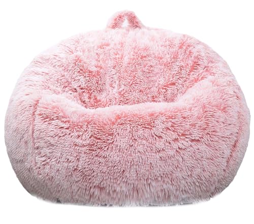 Kisoy Fluffy Stuffed Animal Storage Bean Bag Chair Cover (No Filler), Faux Fur Comfy Bean Bag Cover for Organizing Plush Toys or Textile, for Adults Teens Kids Girls,Dusty Pink - Image 2