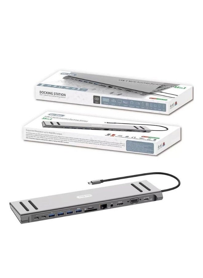 GO-DES 14 In 1 USB C Type-c Hubs Docking Station Silver - Image 2