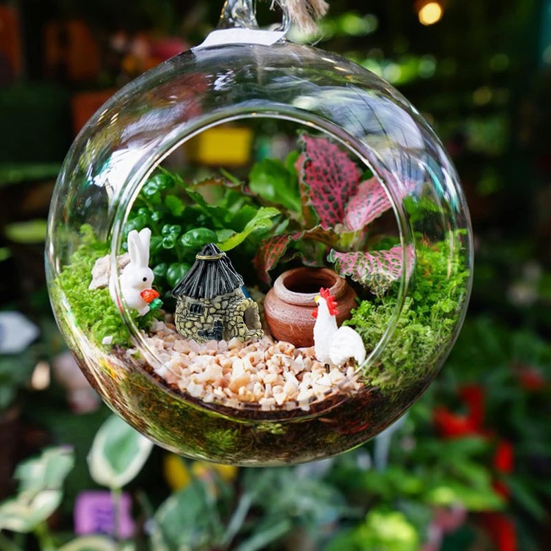 BLLREMIPSUR 8 PCS Mini House Figurines, Miniature Village Hut Figurine, Fairy Garden Cottage Ornaments Accessories for DIY Bonsai, Succulent Planting, Terrarium, Flower Pot Decor - Image 5