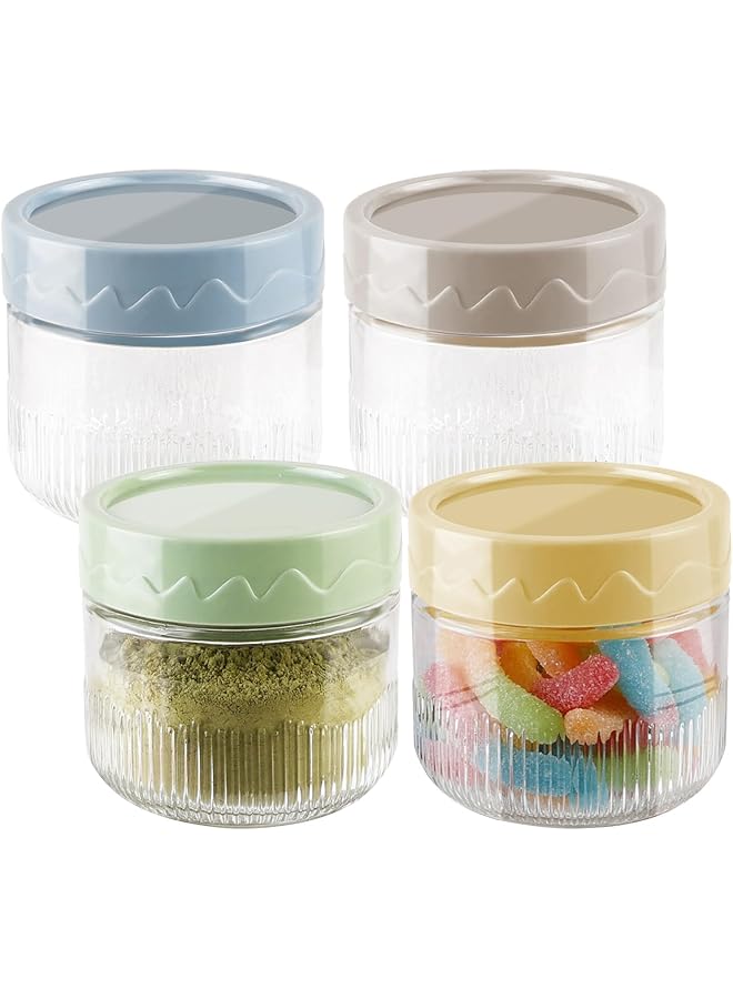 Excefore 8 Oz Glass Food Storage Jars With Airtight Lids, 4 Pack Mason Jars With Screw Lids For Kitchen Oats, Salad, Spice, Candy, Jam, Seasoning, Small Meal Prep Containers - Image 1