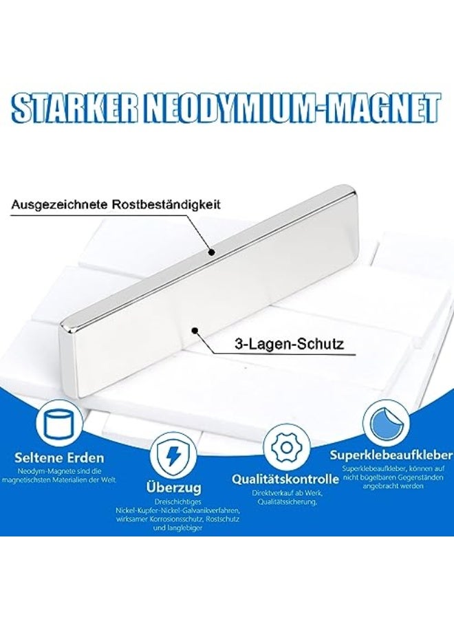 حياة كومفورت 5 قطع مغناطيس قوي، مغناطيس أرض نادرة فائق القوة، مغناطيس قضبان نيوديميوم قوي جدًا بمادة مغناطيس الأرض النادرة، مغناطيس مستطيل للوحة بيضاء، ثلاجة، حرف يدوية وأعمال DIY، فضي (60x10x3 مم) - Image 4