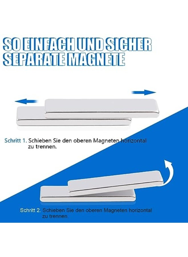 حياة كومفورت 5 قطع مغناطيس قوي، مغناطيس أرض نادرة فائق القوة، مغناطيس قضبان نيوديميوم قوي جدًا بمادة مغناطيس الأرض النادرة، مغناطيس مستطيل للوحة بيضاء، ثلاجة، حرف يدوية وأعمال DIY، فضي (60x10x3 مم) - Image 3