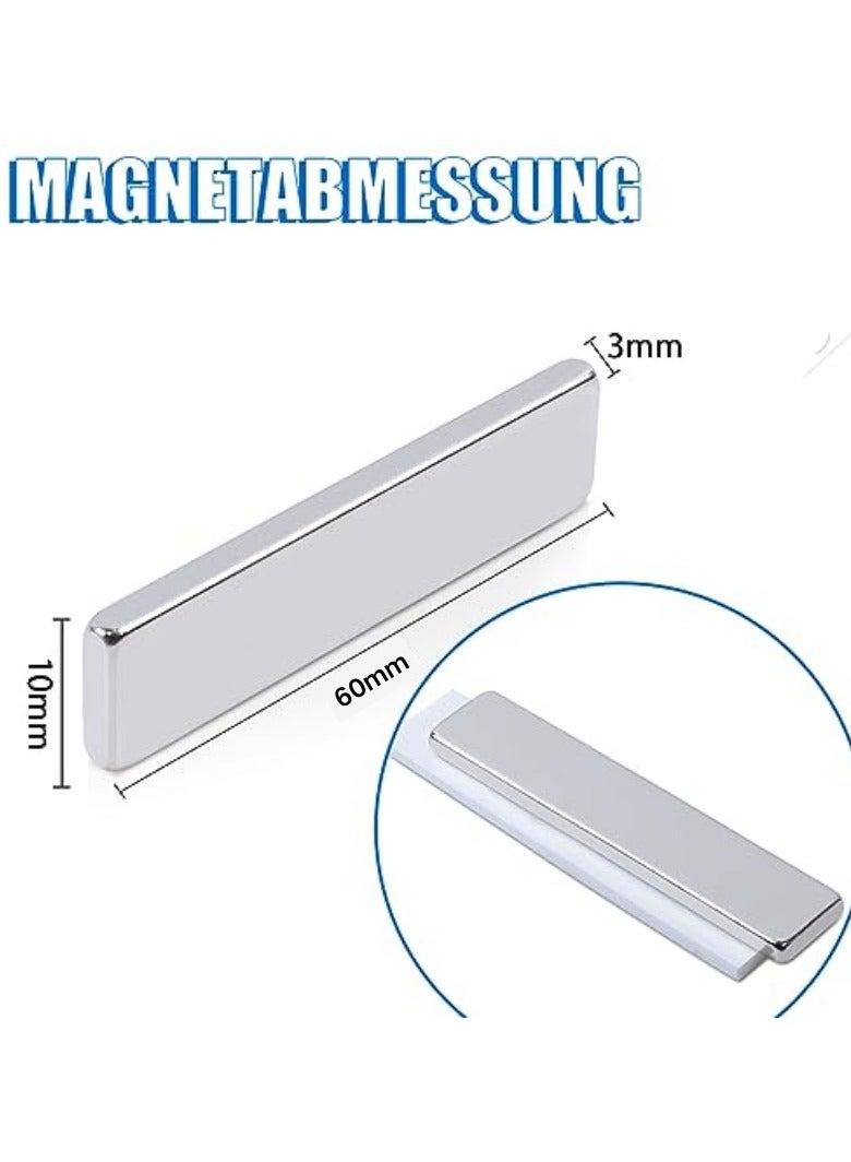 حياة كومفورت 5 قطع مغناطيس قوي، مغناطيس أرض نادرة فائق القوة، مغناطيس قضبان نيوديميوم قوي جدًا بمادة مغناطيس الأرض النادرة، مغناطيس مستطيل للوحة بيضاء، ثلاجة، حرف يدوية وأعمال DIY، فضي (60x10x3 مم) - Image 2
