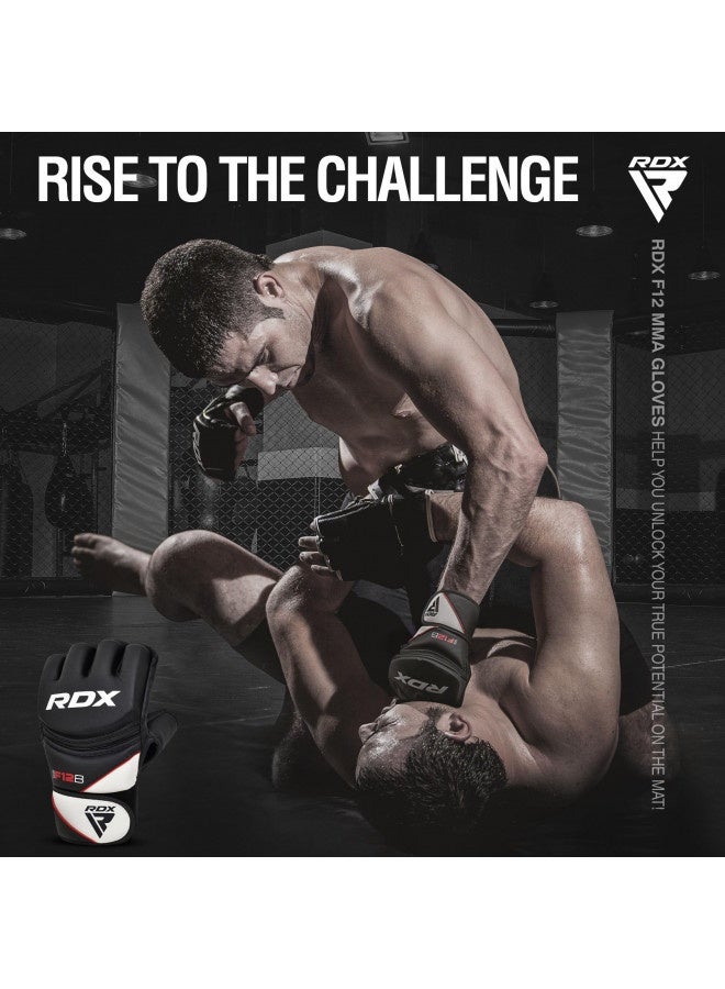 Rdx قفازات ريدكس مايا هيد جلد للمصارعة MMA قفازات قتال UFC قفازات تدريب F12، أسود، متوسط - Image 1
