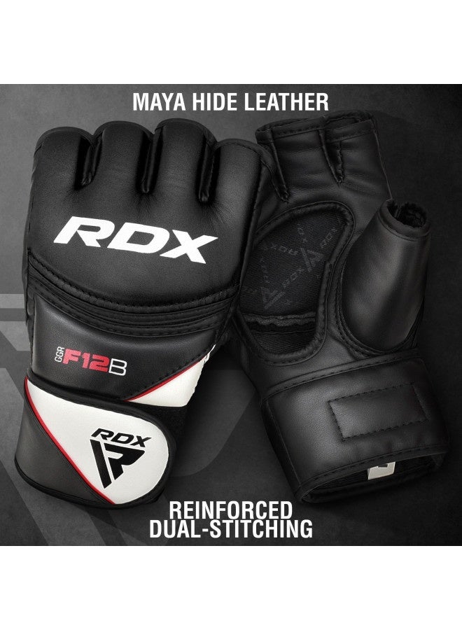 Rdx قفازات ريدكس مايا هيد جلد للمصارعة MMA قفازات قتال UFC قفازات تدريب F12، أسود، متوسط - Image 5
