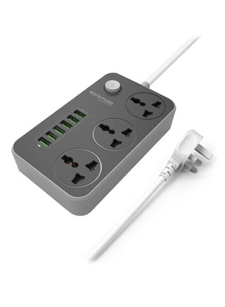Power Extension, 2500W Universal 3-Outlet Surge Protector Power Strip with 6 USB Charging Port, Automatic Voltage Regulation and 2M Cord for all AC and USB Powered Devices Black - pzsku/ZE081ED6D07D74AFB45BDZ/45/1747264624/d3e7344c-b61d-4abb-b502-fd4fb59c84e1