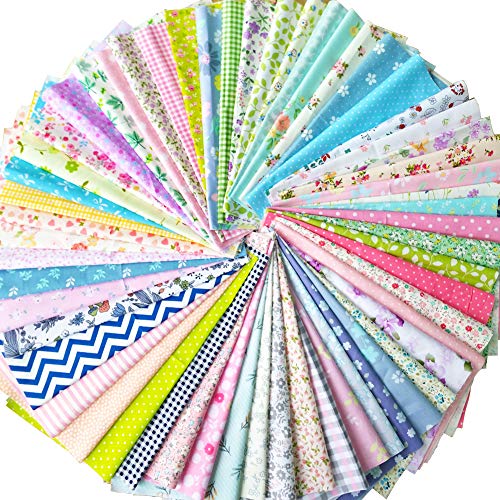 flic-flac 50pcs 10 x 10 inches (25cmx25cm) Cotton Fabric Squares Quilting Sewing Floral Precut Fabric Square Sheets for Craft Patchwork (50pcs 25cm*25cm) - Image 2