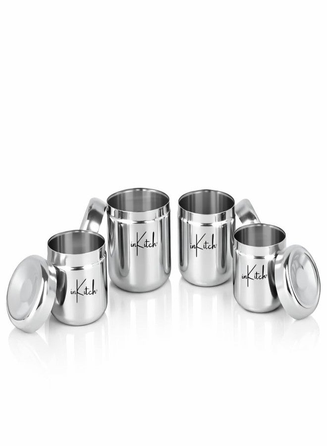 inKitch Stainless Steel Containers for kitchen with Lid | Kitchen Containers Set/Ubha Dabba/Vertical Utility Canisters/Ideal for Kitchen Storage/Set of 4Pc(125ml, 160ml, 200ml,280ml) - Image 1