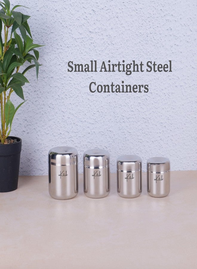 inKitch Stainless Steel Containers for kitchen with Lid | Kitchen Containers Set/Ubha Dabba/Vertical Utility Canisters/Ideal for Kitchen Storage/Set of 4Pc(125ml, 160ml, 200ml,280ml) - Image 3