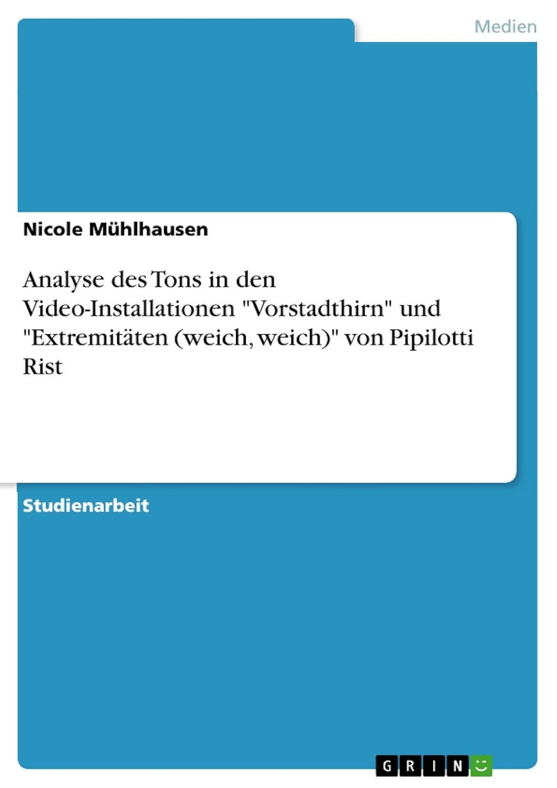 Analyse des Tons in den Video-Installationen "Vorstadthirn" und "Extremitäten (weich, weich)" von Pipilotti Rist