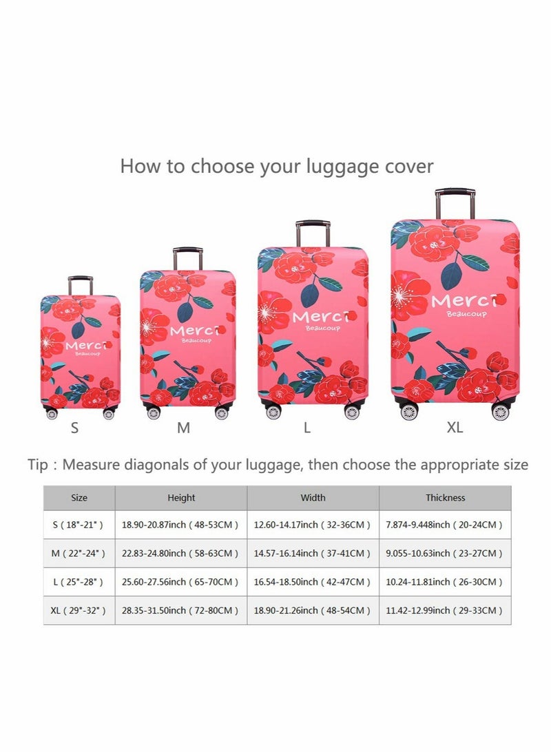 Excefore Luggage Cover, Water-Washable Suitcase Cover, Spandex Elastic Luggage Protective Covers Travel Accessories Suitable for 22-24 Inch Trolley Case for Business Trip School Daily Usin (M, Camellia Flower)  - Image 5