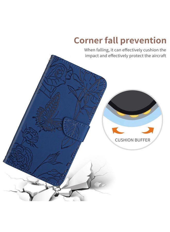 For Motorola Moto G 5G Skin Feel Butterfly Peony Embossed Leather Phone Case(Blue)